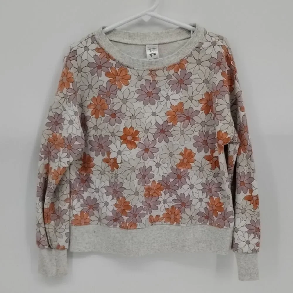 Carter's Kids Floral Sweatshirt in Orange and Purple Crew Neck size 7